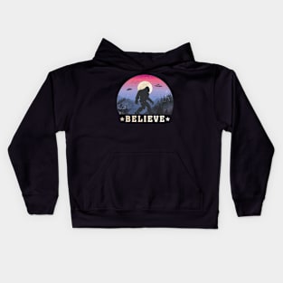 Bigfoot, Ufos "Believe" Funny Sasquatch Kids Hoodie